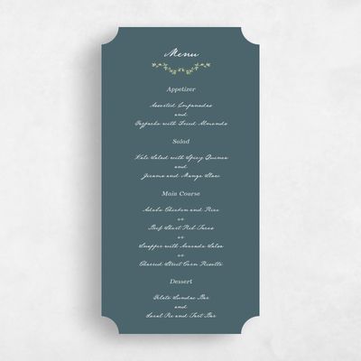 Blue Ticket Wedding Menu - Margot