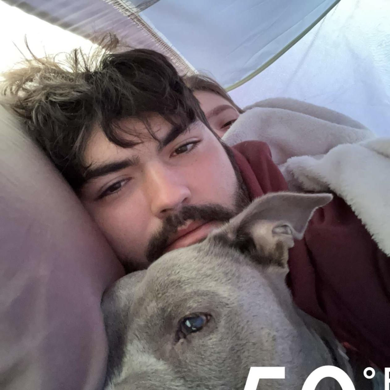 Camping trips are full of cuddles for warmth