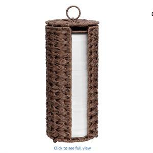 GRANNY SAYS Toilet Paper Storage Basket with Lid, Toilet Paper Holder Stand, Waterproof Toilet Paper Organizer for Bathroom, Bathroom Baskets for Toilet Holds 3 Mega Rolls, Brown