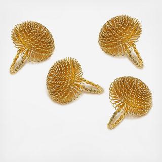 Gold Aster Flower Napkin Ring, Set of 4
