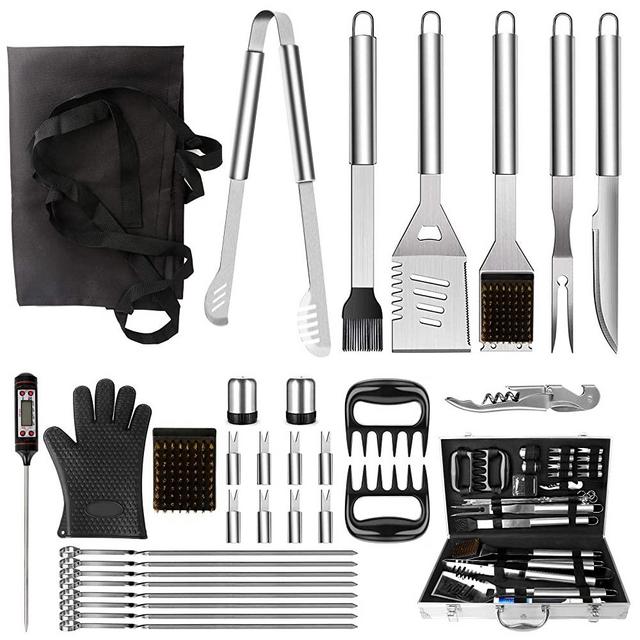 NEXGADGET BBQ Grill Tools Set, 32PCS Extra Thick Stainless Steel Grill Accessories with Long Handles, Carry Case, Grill Utensils Gift for Men Women Camping Backyard Barbecue