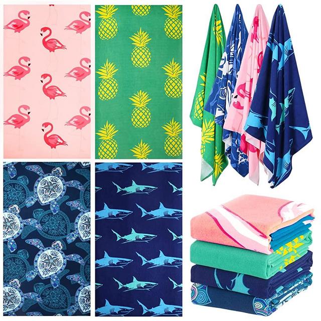 4 Pack Microfiber Oversized Terry Large Beach Towel Towels, 72"x36" XL Big Extra Giant Navy Blue Pink Red Pool Travel Best Towel Set Bulk for Adults Mens,Dad Girl Girls