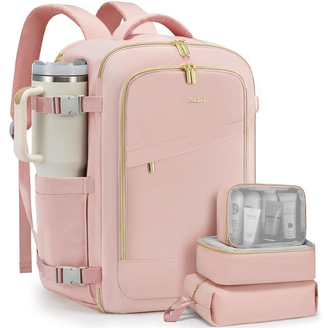 LOVEVOOK Travel Backpack for Women, 40L Carry On Backpack for Airplanes, Personal Item Bag for Airlines Fits 17 inch Laptop, TSA Approved Luggage with 3 Packing Cubes,Waterproof Weekender Gym Backpack
