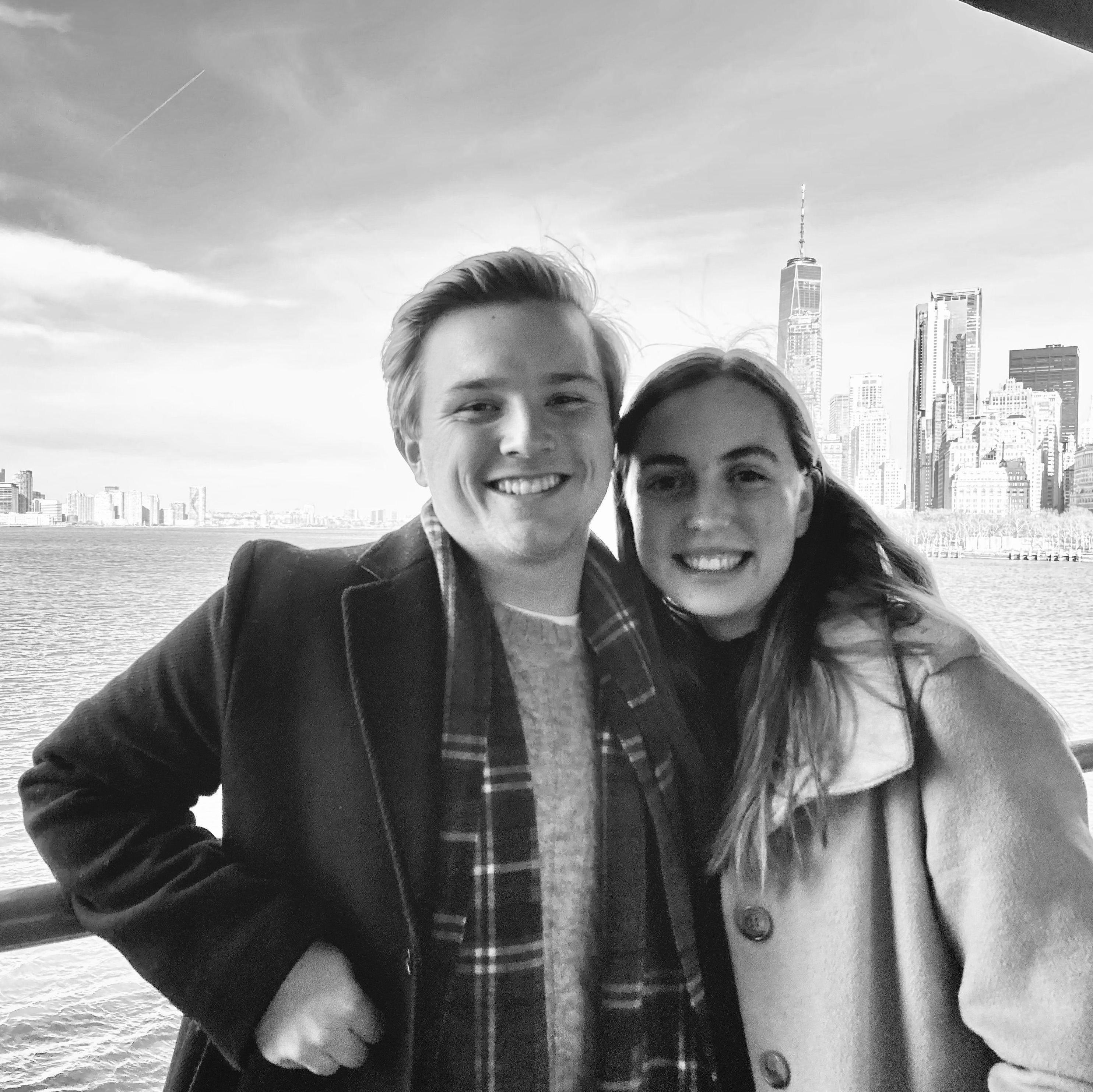 Us on the Staten Island ferry during our visit to New York - so touristy.