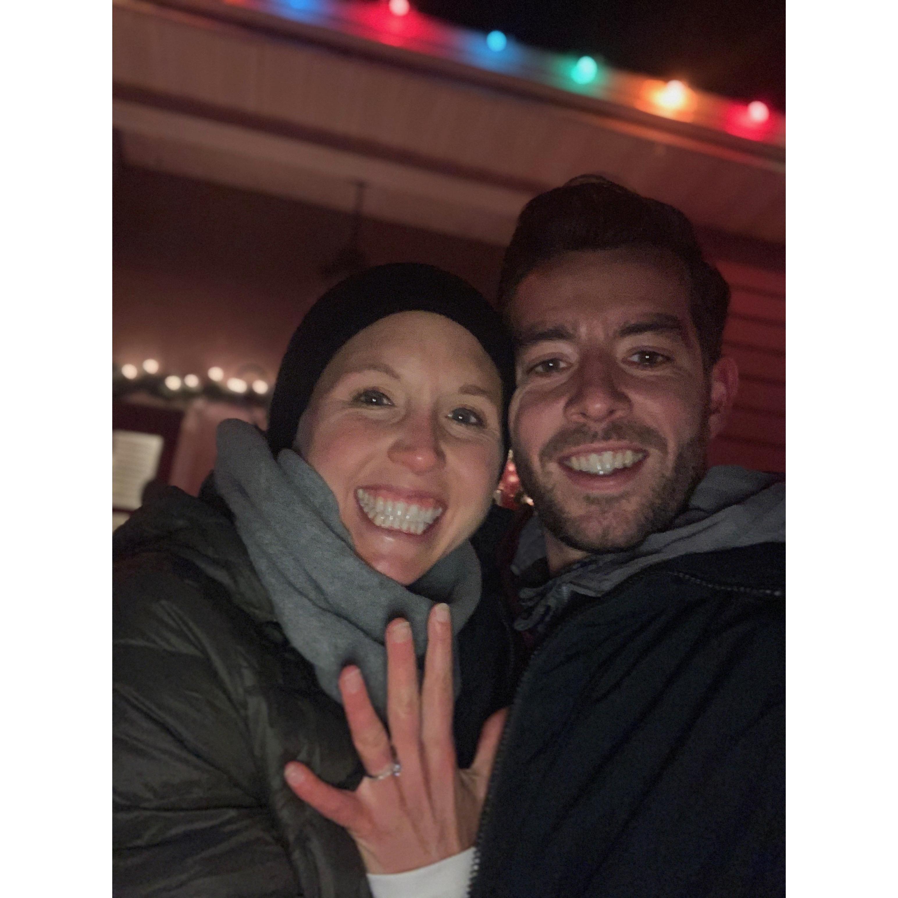 This was the actual moment when it happened. Chris chose the coldest night of all time and Katie had just been complaining about how frozen her fingers were.