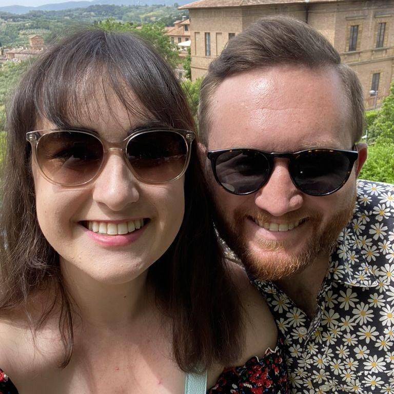 Minutes after eating the best meal of our lives in Siena (thank you, Rick Steves)