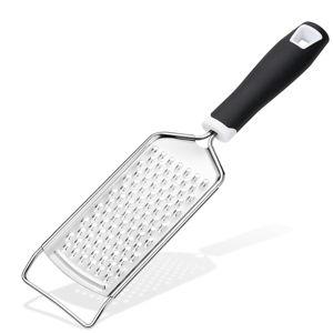 Rainspire Professional Cheese Graters for Kitchen Stainless Steel Handheld, Metal Lemon Zester Grater With Handle For Cheese, Chocolate, Spices, Kitchen Gadgets And Tools, Soft Grip Handle, Black