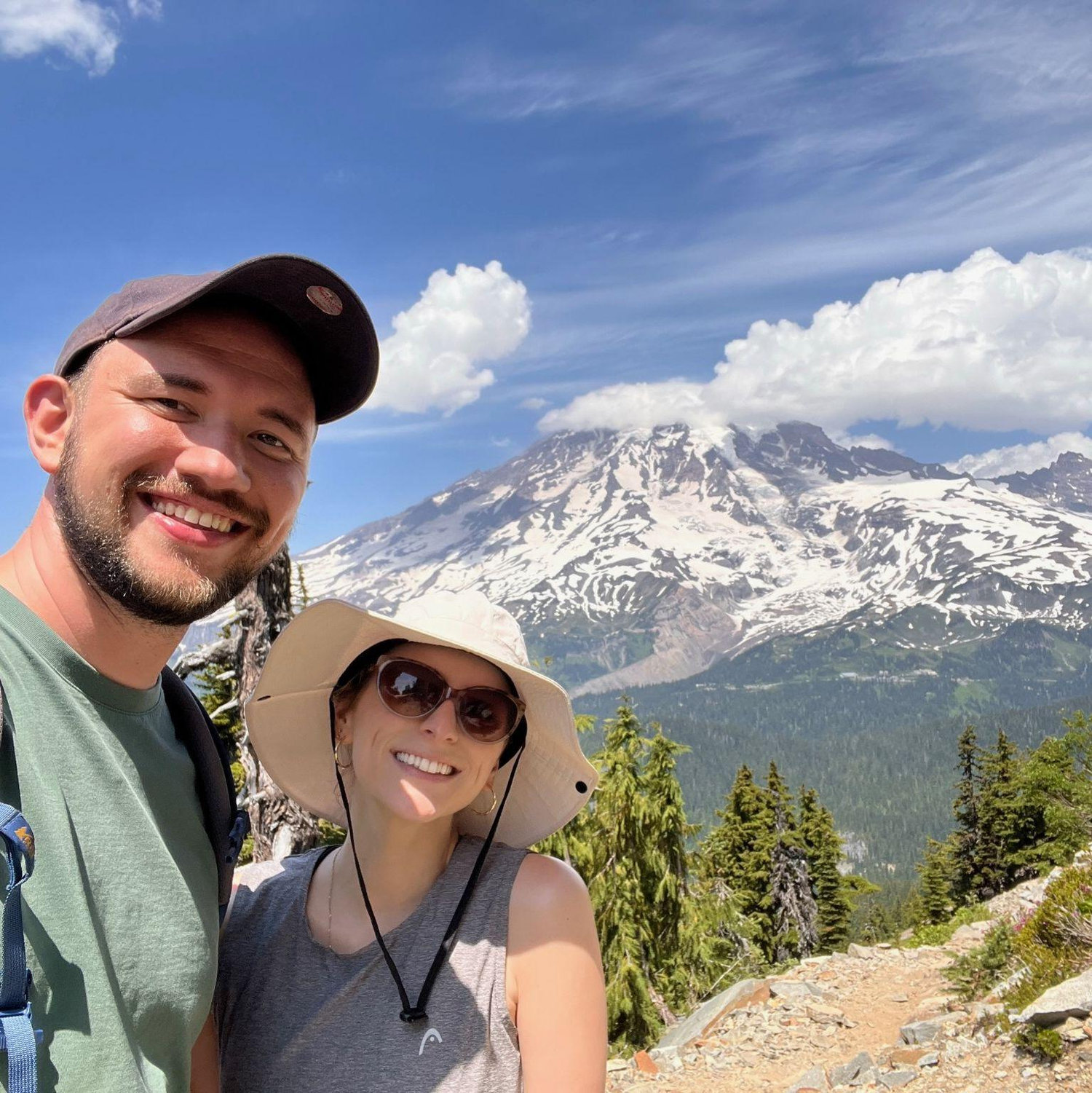In July 2023, we also rented a camper van for a week and explored Pacific NW! This is us and Mt Ranier (she's beauty she's grace)