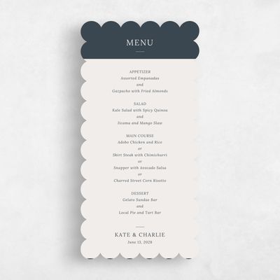 Blue Scalloped Wedding Menu - Stevens