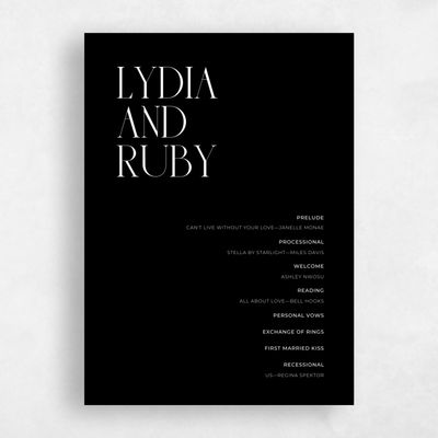 Black Wedding Program - Amberley