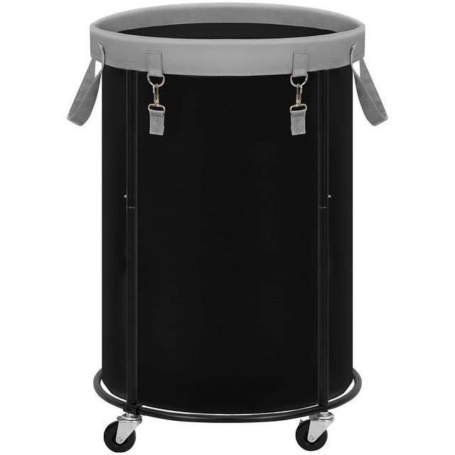 STORAGE MANIAC Rolling Laundry Hamper with Wheels 110L Laundry Basket, Round Laundry Cart with Metal Frame and Removable Bag, Clothes Hamper for Bedroom, Bathroom, Dorm Room, Laundry Room, Black