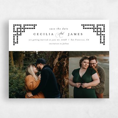 White Pattern 1 Wedding Save the Date - Clover Multiphoto