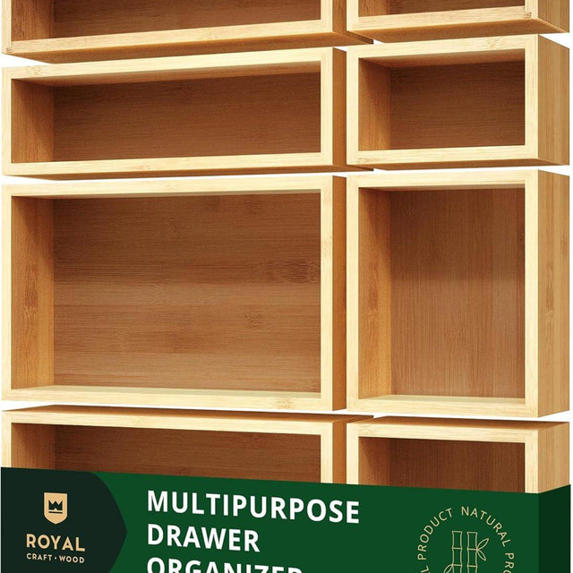 ROYAL CRAFT WOOD Bamboo Organizer Box - Versatile Storage Solution for Makeup, Jewelry, and Bathroom (8 Boxes)