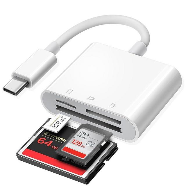 USB C SD Card Reader for 15/iPad/MacBook/iMac, xdgeLoad 3 Slots Type C Reader Supports SD/Micro SD/CF Compact Flash Memory Card Adapter, Trail Camera Viewer Plug and Play