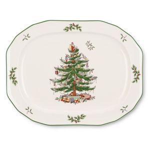 Spode Christmas Tree Sculpted Oval Platter, 14 Inch