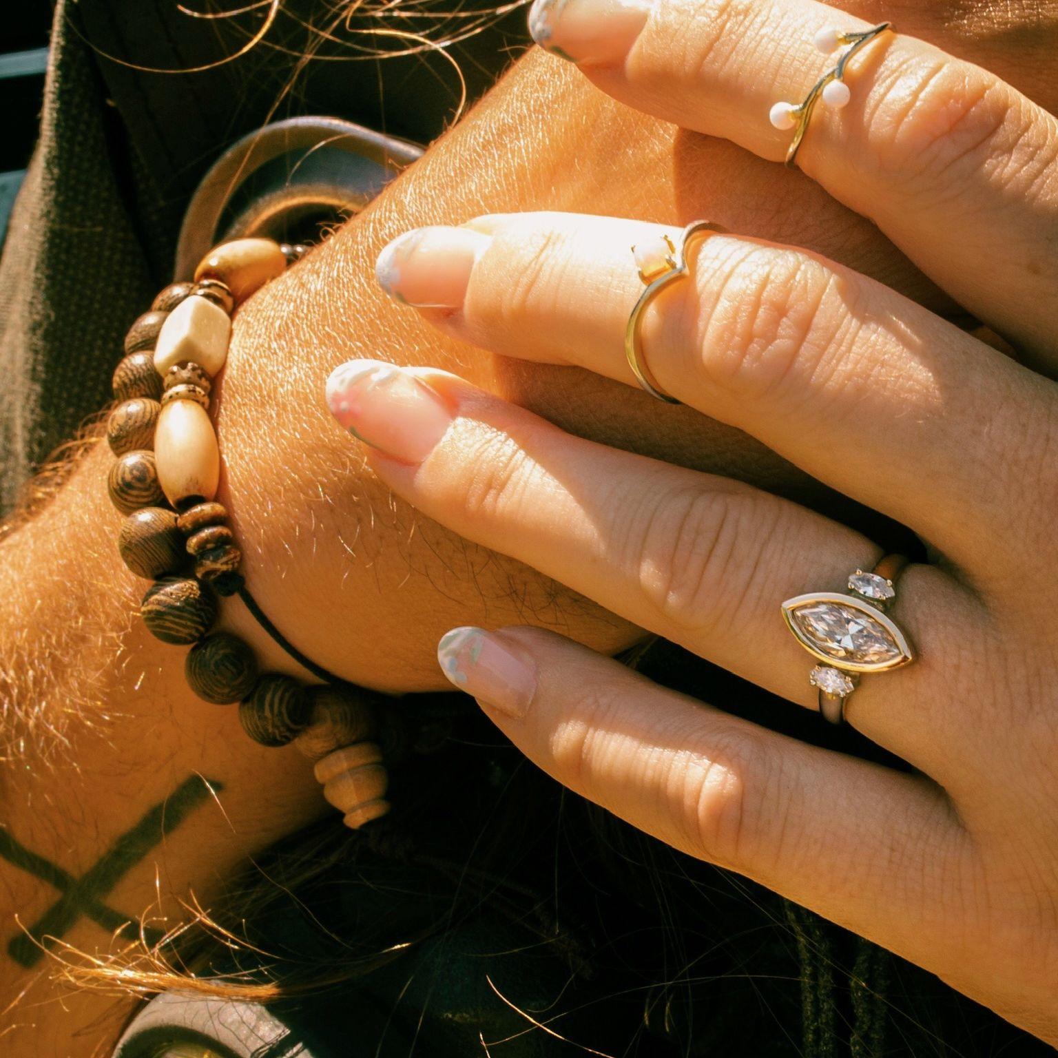 A close-up of the ring
