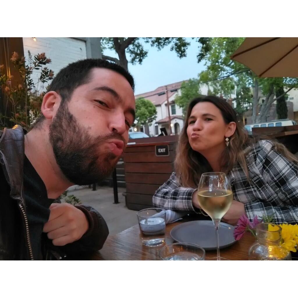 Kissy faces for yummy food at Joe's birthday dinner!