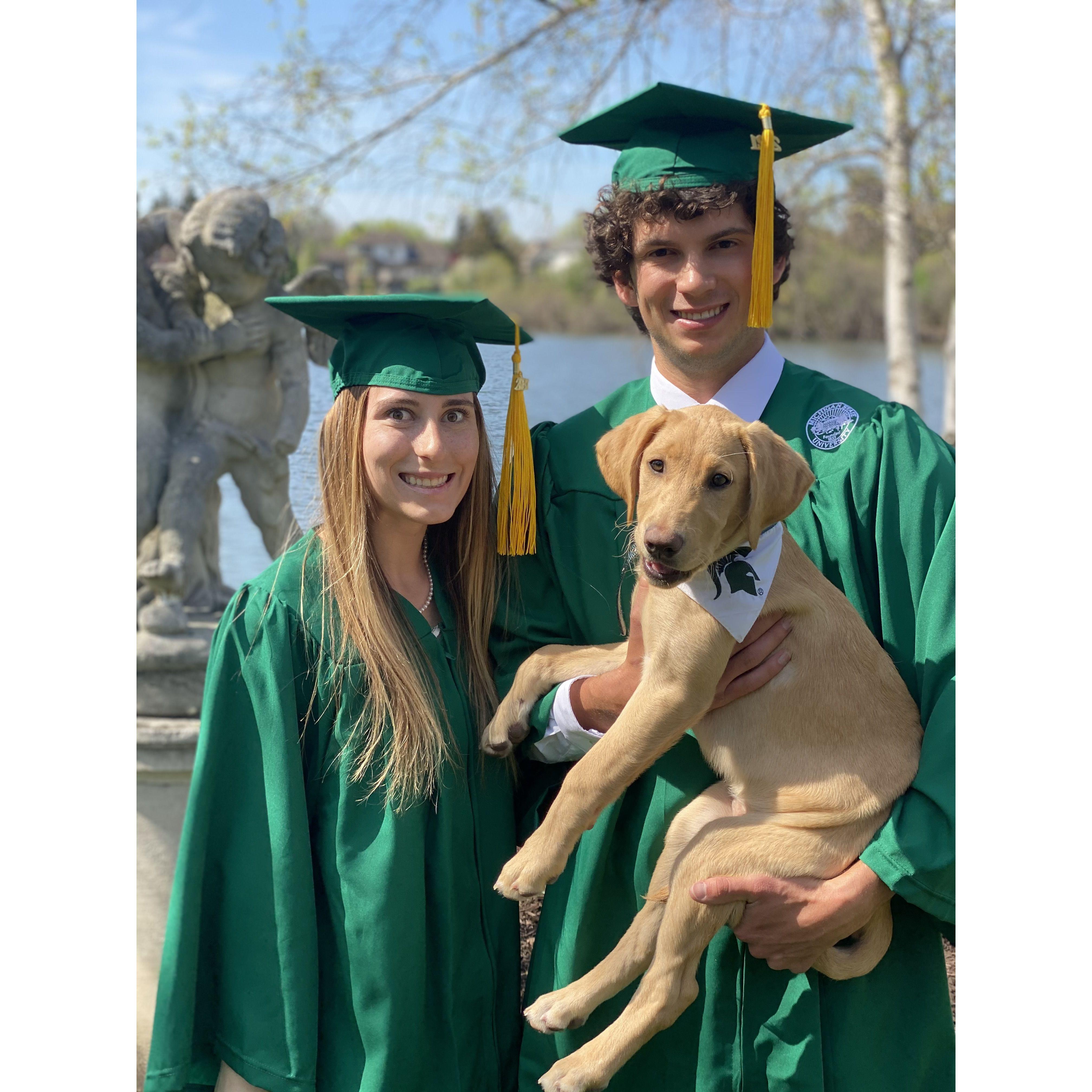 Spring 2021: The couple graduated from Michigan State University! Each with a Bachelors of Science majoring in Human Biology