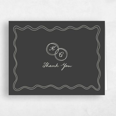 Dark Charcoal, Grey Wedding Thank You - Cara Landscape
