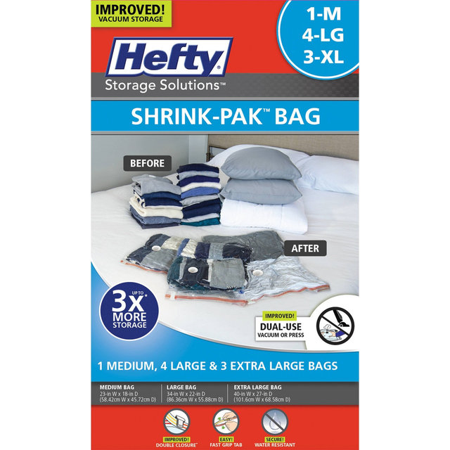 Hefty Shrink-Pak Bag Mix with Pump Clear