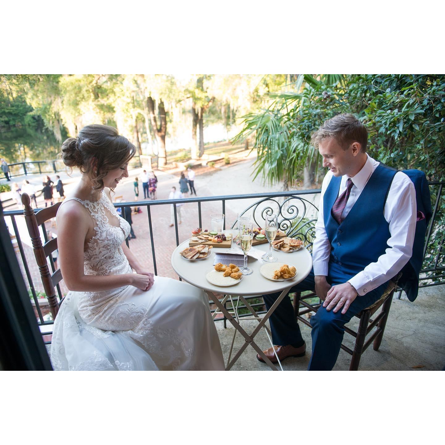 A quick sampling of our menu from Southern Way Catering as we said our vows on the balcony of Millstone at Adams Pond