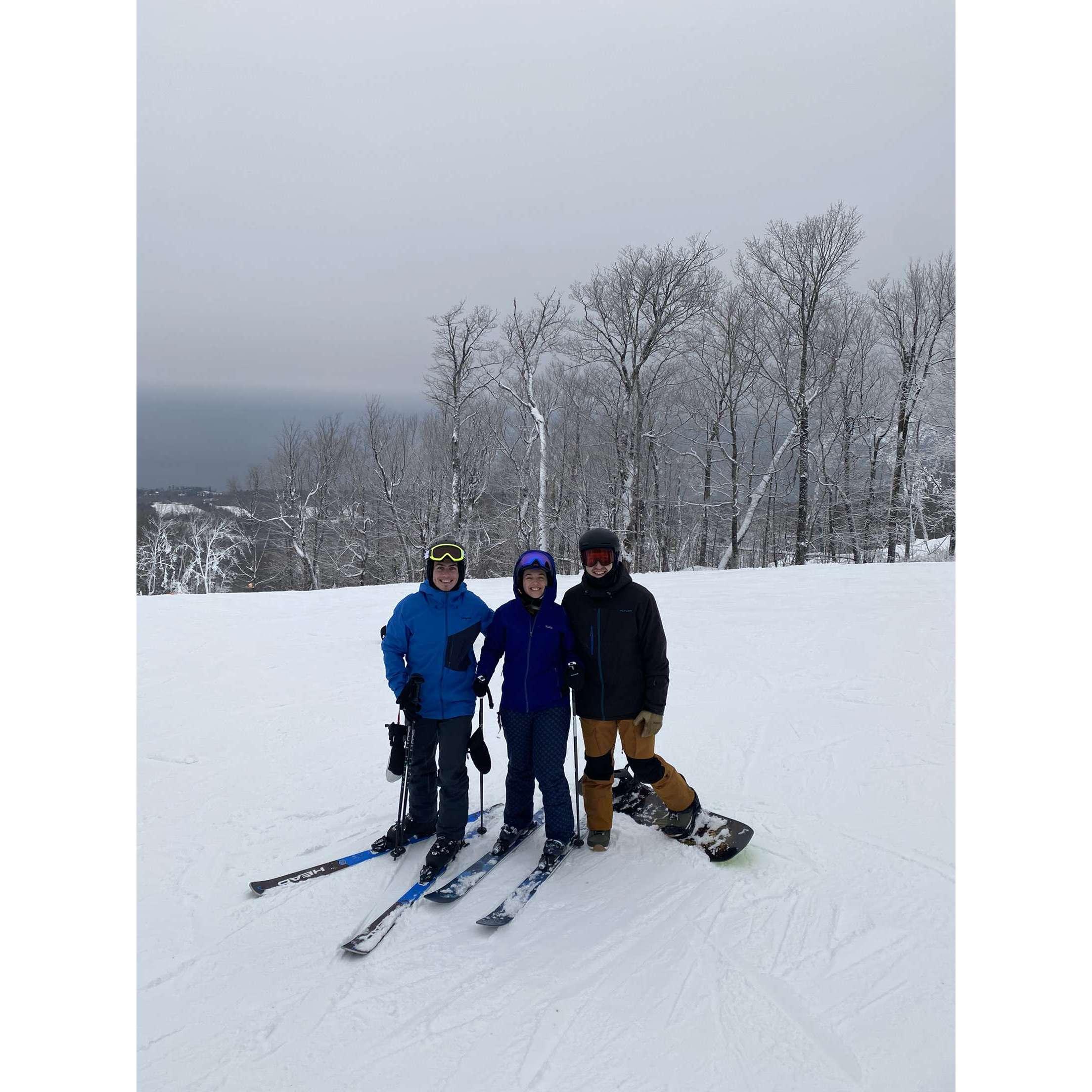 Skiing at Lutsen Mountains on the North Shore of MN where Katri taught ski for a winter in 2021.