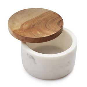 Marble Salt Keeper with Acacia Wood Lid