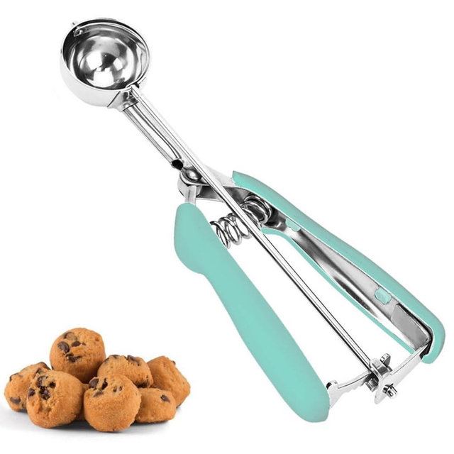 Cookie Scoop, Ice Cream Scoop, 1Tbsp/15 ml/0.5oz Cookie Scoops for Baking, 18/8 Stainless Steel Cookie Scooper for Baking, Cookie Dough Scoop with Non-slip Grip (Red)