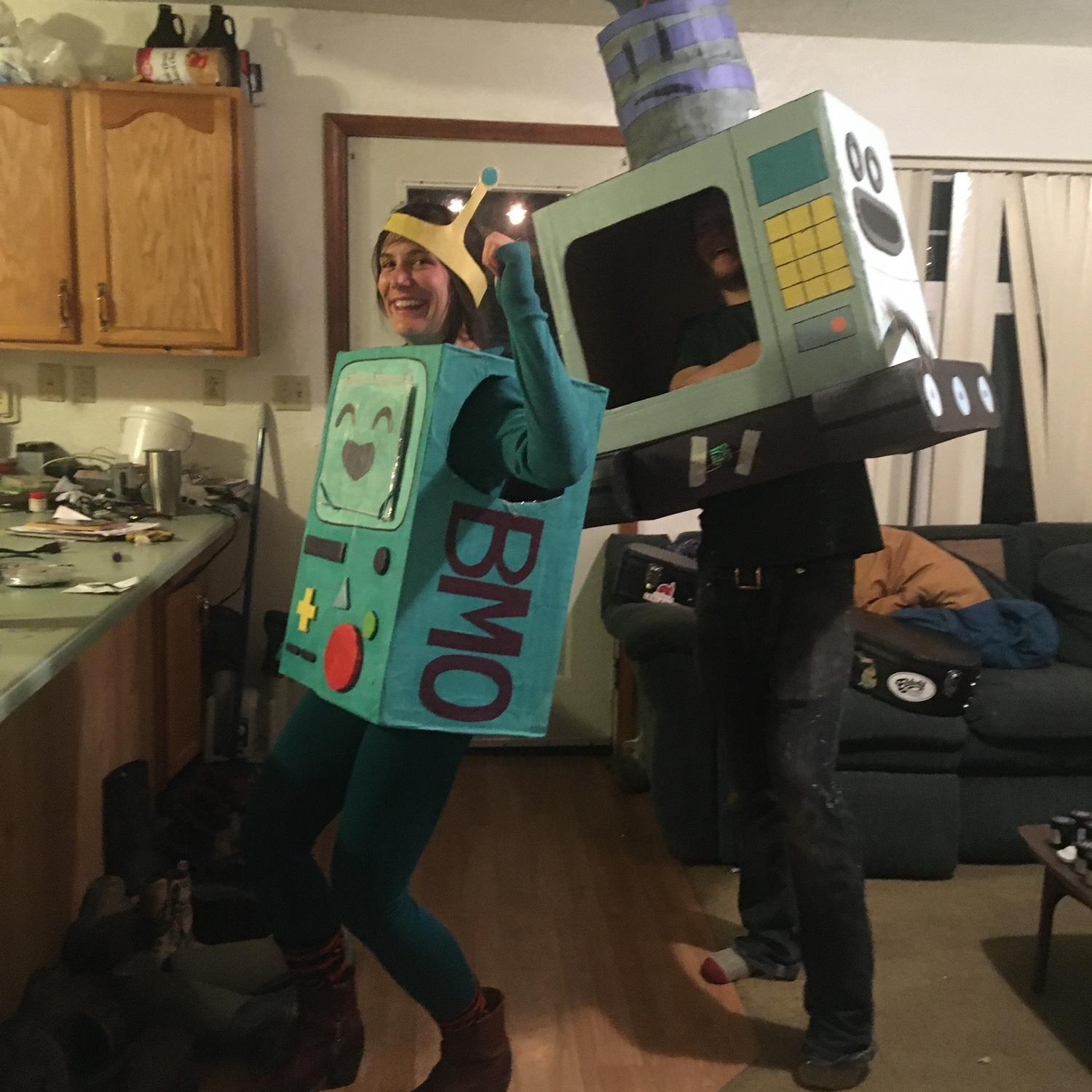 Adventure Time Halloween as BMO and NPTR
Gord won the costume contest