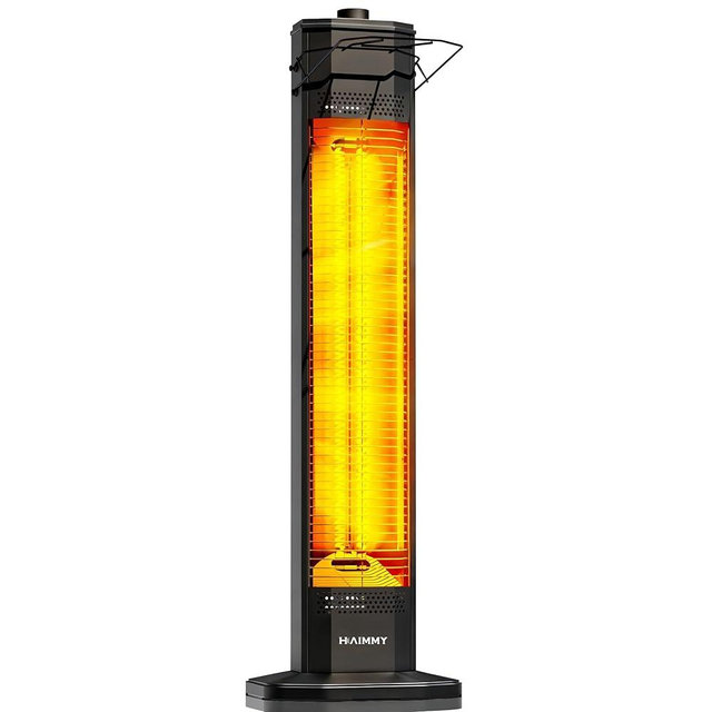 Outdoor Electric Patio Heater, Haimmy 34- inch Outdoor Electric Patio Heater, 1500W Instant Heating, 3 Heat Levels, Tip-Over & Overheat Protection, IPX5 Waterproof Portable Garage Heater Porch Indoor