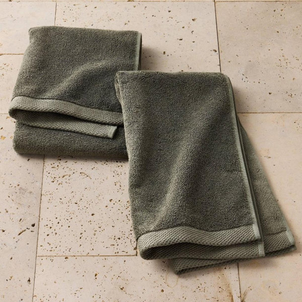 2pk Organic Hand Towel Olive - Casaluna™