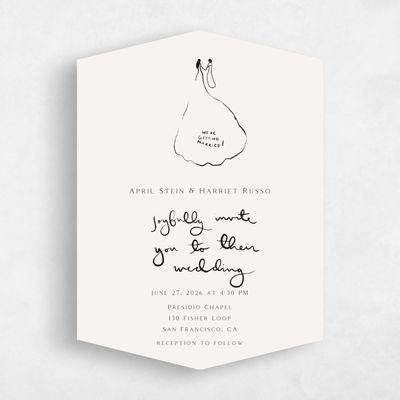 Beige Diamond Wedding Invitation - Dunluce Gowns