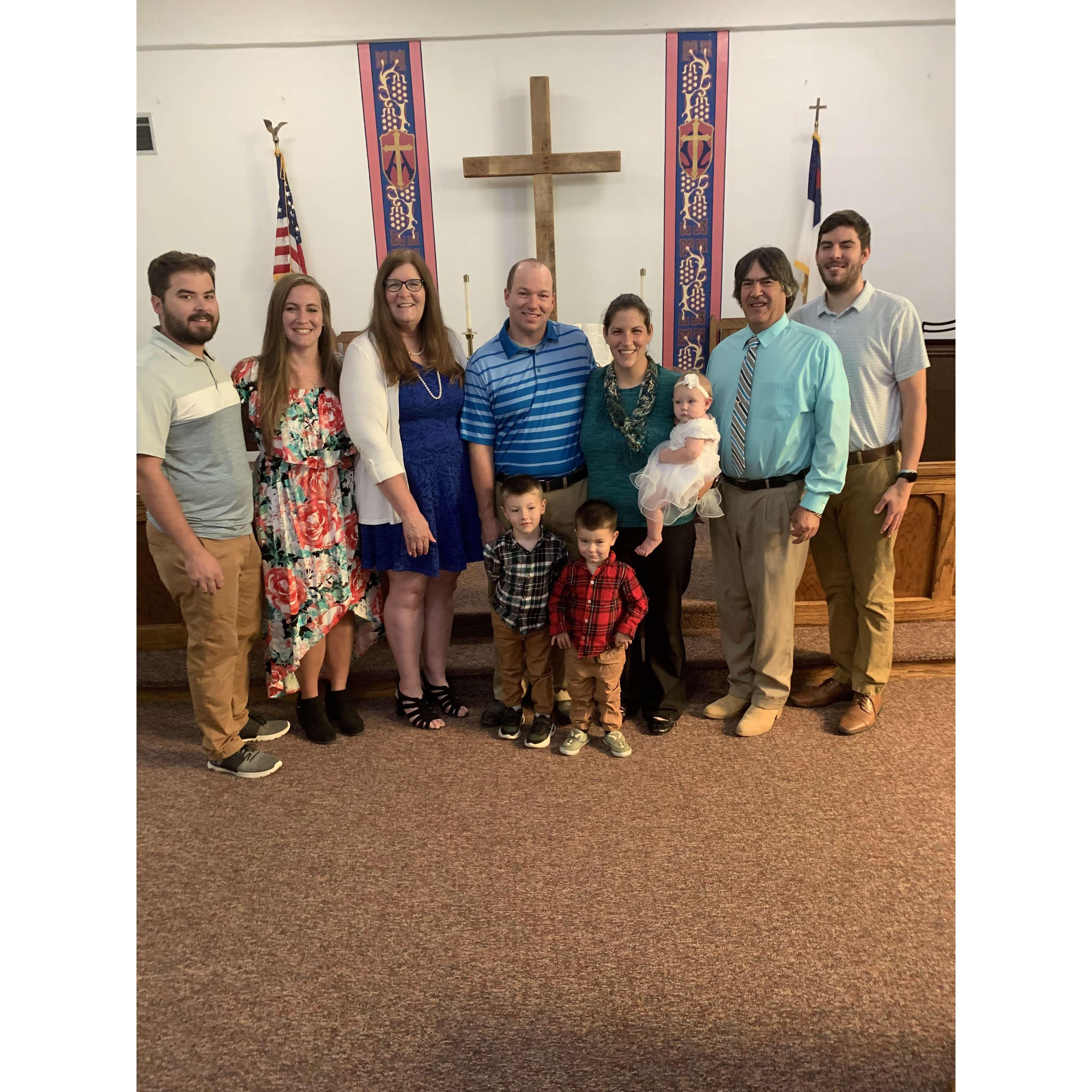 Renee's family: The happy couple, mother Karen, Brother-in-law Zach, sister Rachel, niece Lily, father Neal, brother Trent, Nephews Kase and Oliver. Photo pending with Rachel's newest addition :)