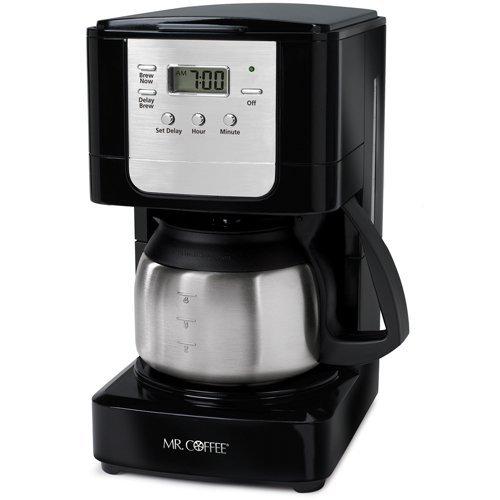 Mr. Coffee JWX9-RB 5-Cup Programmable Coffeemaker, Black with Stainless Steel Carafe (Renewed)