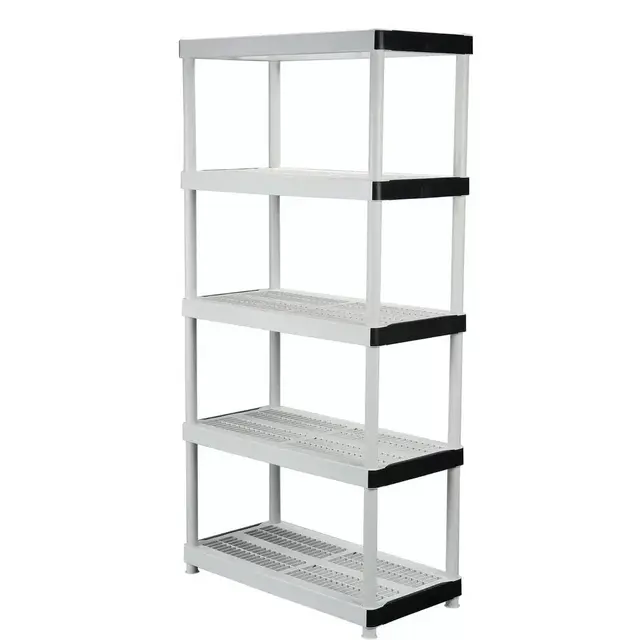 Gray 5-Tier Plastic Garage Storage Shelving Unit (36 in. W x 72 in. H x 18 in. D)