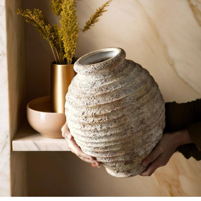 Rustic Textured Vase, Ceramic Vase, Modern Farmhouse Pottery, Home Decor, Boho Centrepiece
