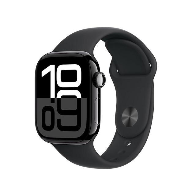 Apple Watch Series 10 [GPS + Cellular 42mm] with Jet Black Aluminium Case with Black Sport Band - S/M. Fitness Tracker, ECG App, Always-On Retina Display, Water Resistant