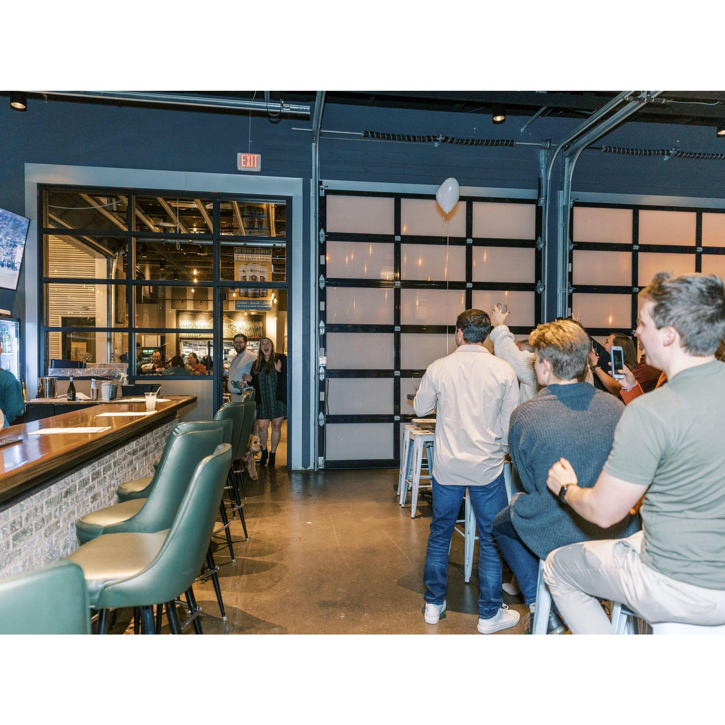 Dalton had all of our friends and family waiting at a local brewery to celebrate. It was so much fun!
