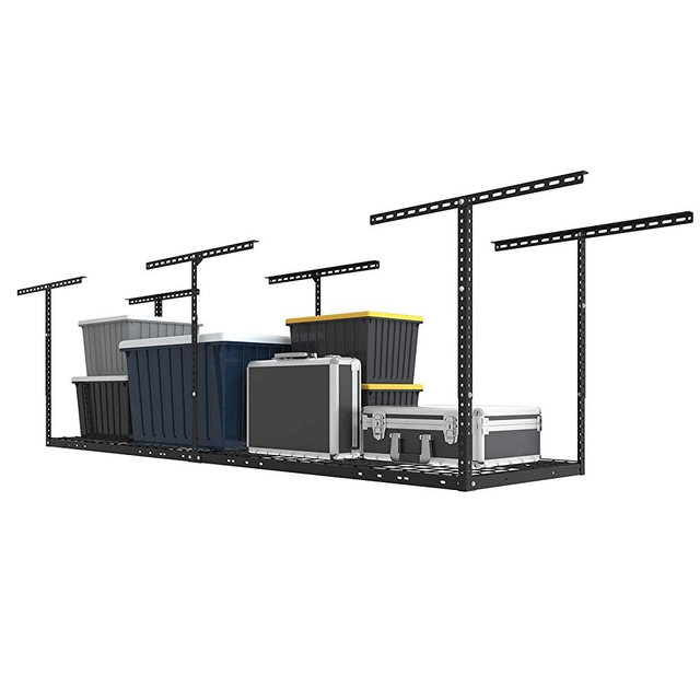 FLEXIMOUNTS 2x8 Overhead Garage Storage Rack Adjustable Ceiling Storage Rack Heavy Duty 96" Length x 24" Width x 40" Height,Black
