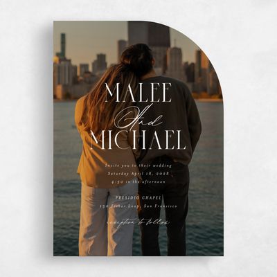 White Half arch Wedding Invitation - Portsmouth Photo