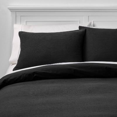 Full/Queen Micro Texture Duvet Cover &#38; Sham Set Black - Project 62&#8482; + Nate Berkus&#8482;
