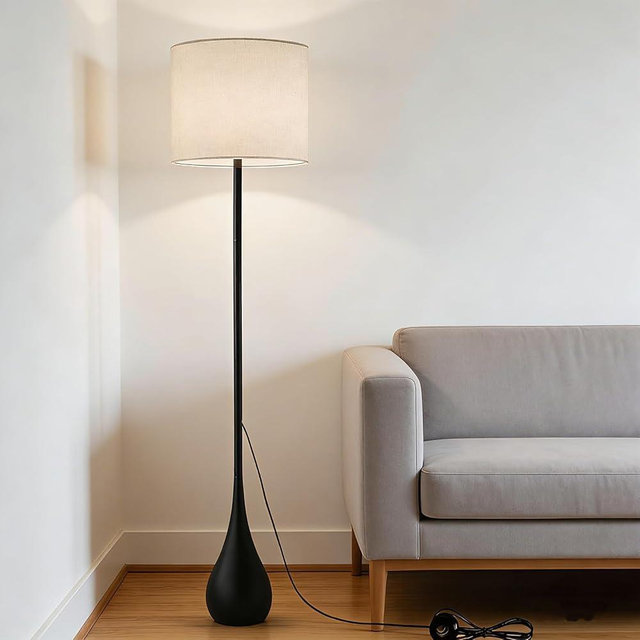 DLITISH Contemporary Floor Lamps for Living Room Teardrop Mid Century Modern MCM Extal Tall 67 inch Large Statement Floor Lamps Warm Light(3000k) Corner Standing Lamp for Bedroom-Black