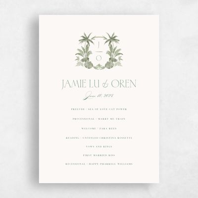 Hunter, Green Wedding Program - Somrig