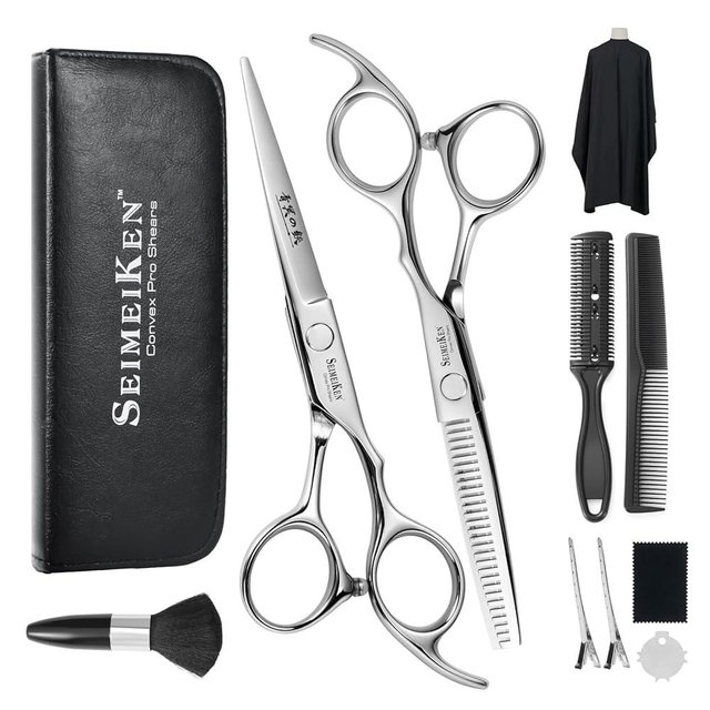 SEIMEIKEN Hair Cutting Scissors Kit – 10PCS Professional Hair Shears Set - 6.0 Inch Haircut Scissors - Hairdressing Shears Thinning Scissors for Salon & Home Use