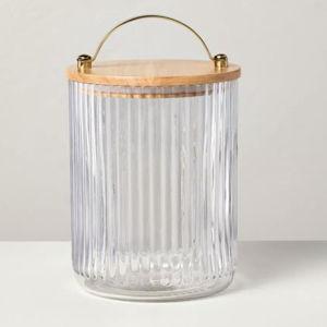 53 oz Fluted Glass Storage Canister with Wood Lid - Hearth & Hand™ with Magnolia