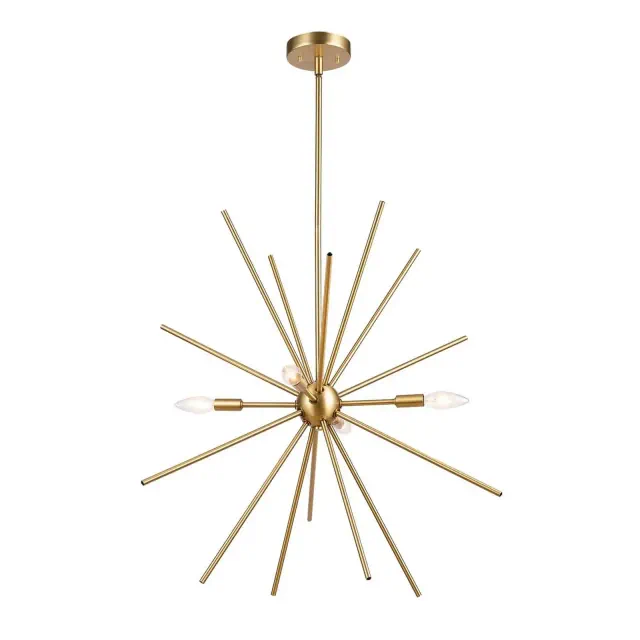 Novogratz X Globe Celeste 4-Light Matte Brass Chandelier - Globe Electric: Sputnik Pendant, Dining Room Fixture