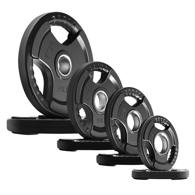 RitFit Olympic Rubber Grip Plates for Barbell, 2-Inch Weight Plates for Weightlifting and Strength Training in Home & Gym, Single, Pair and Sets(2.5/5/10/25/35/45 LB)