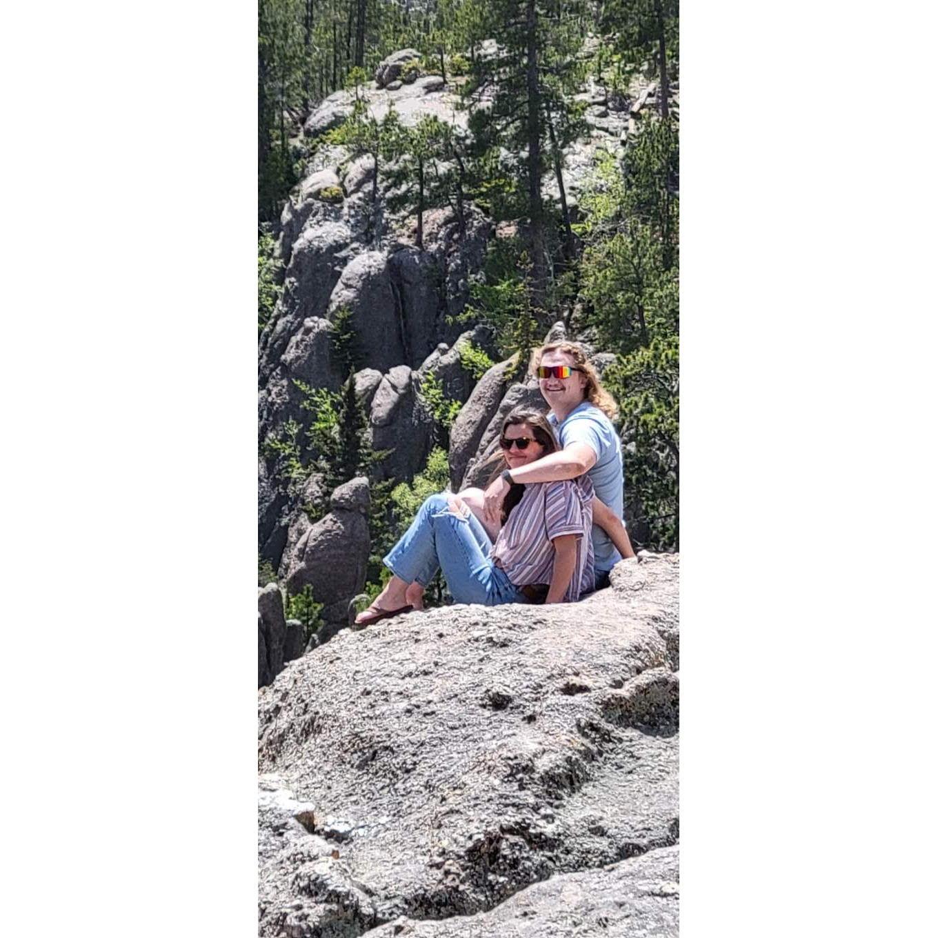 Both Moms and Dads telling us to back away from the edge. Both of us yelling "take a picture!"