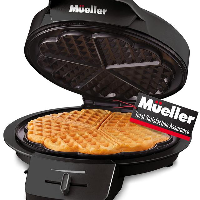 Mueller Heart Waffle Maker, 5 Belgian Waffle Iron, Adjustable Browning Control, Cool Touch Handle, Compact and Easy to Clean, Great Mother’s Day Gift