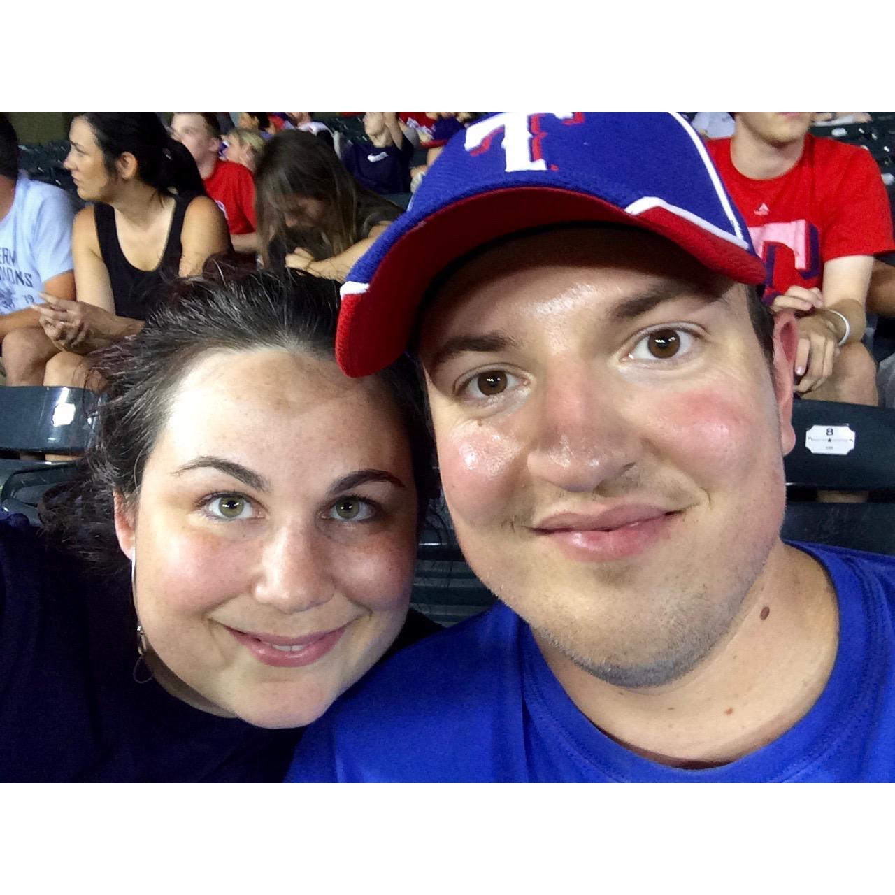 Texas Rangers game (the Yankee could not be cool enough! So HOT!)